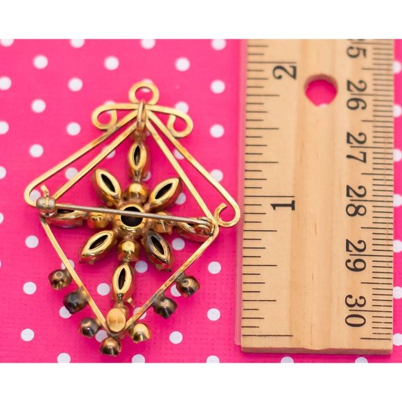Vintage Victorian Crystal Snowflake Gold Filled Brooch - P4 - Picture 2 of 2